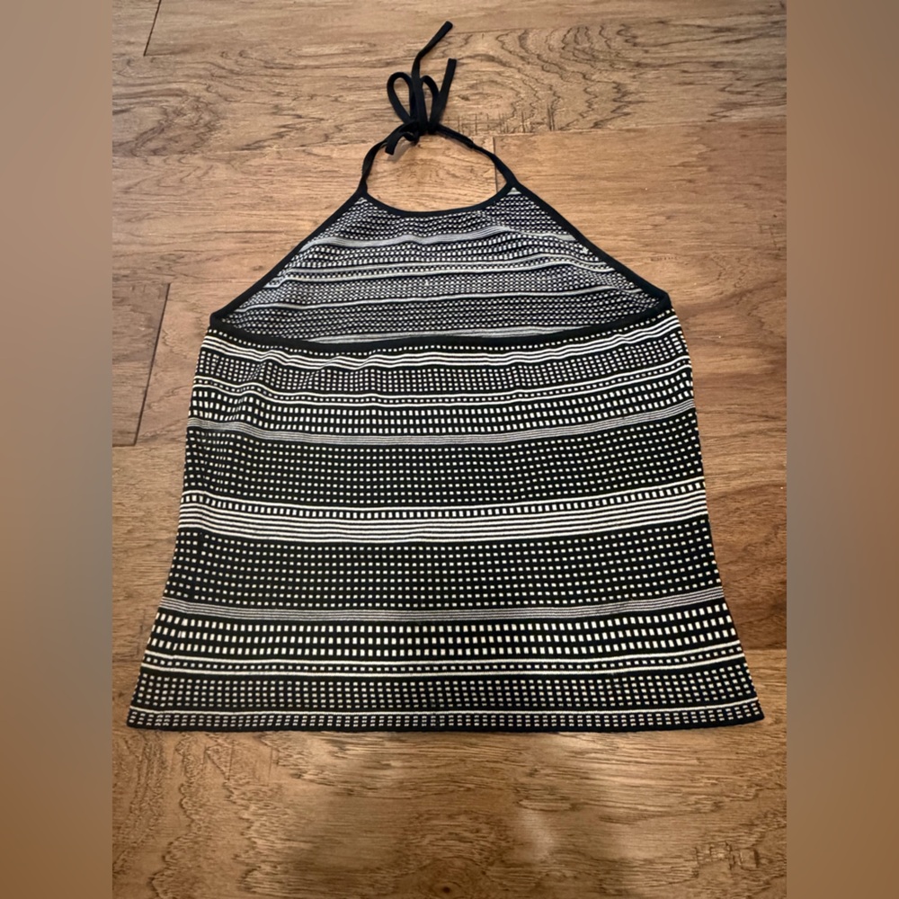 Ann Taylor Black & White Silk Halter Knit Top – Size M Vintage - Picture 3 of 6